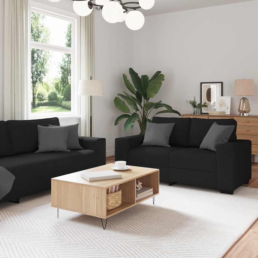 Ensemble de canapé 2 pcs avec coussins en tissu noir - XIOS