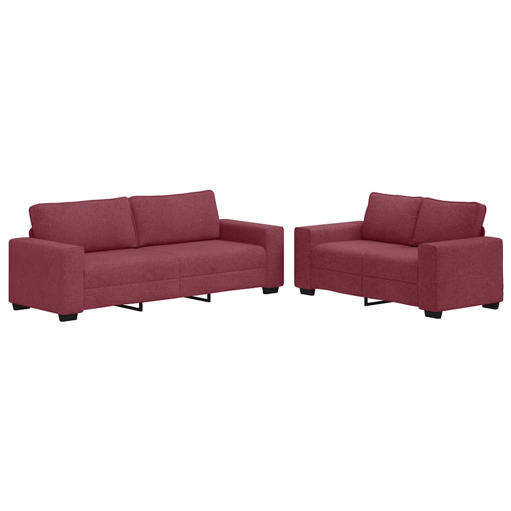 Ensemble de canapé 2 pcs avec coussins en tissu rouge bordeaux - XIOS