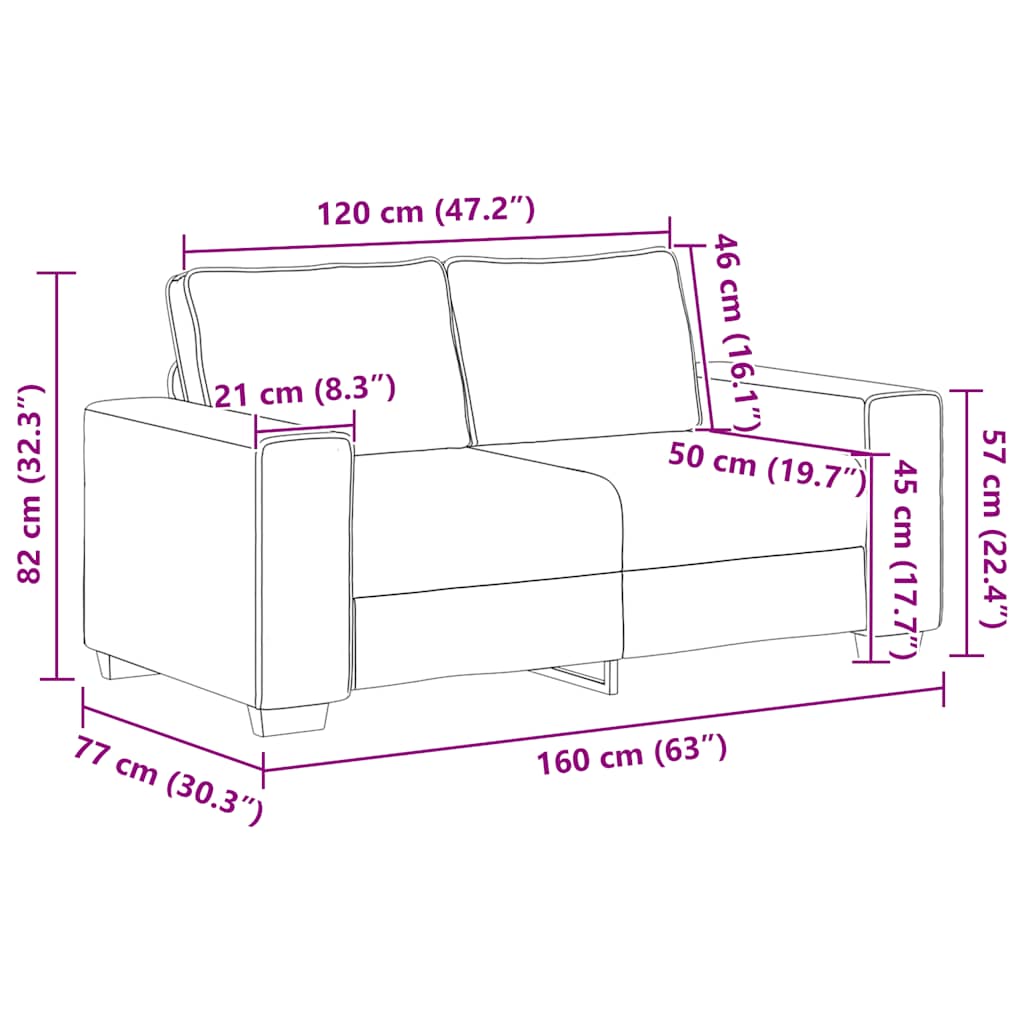 Ensemble de canapé 2 pcs avec coussins en tissu rouge bordeaux - XIOS