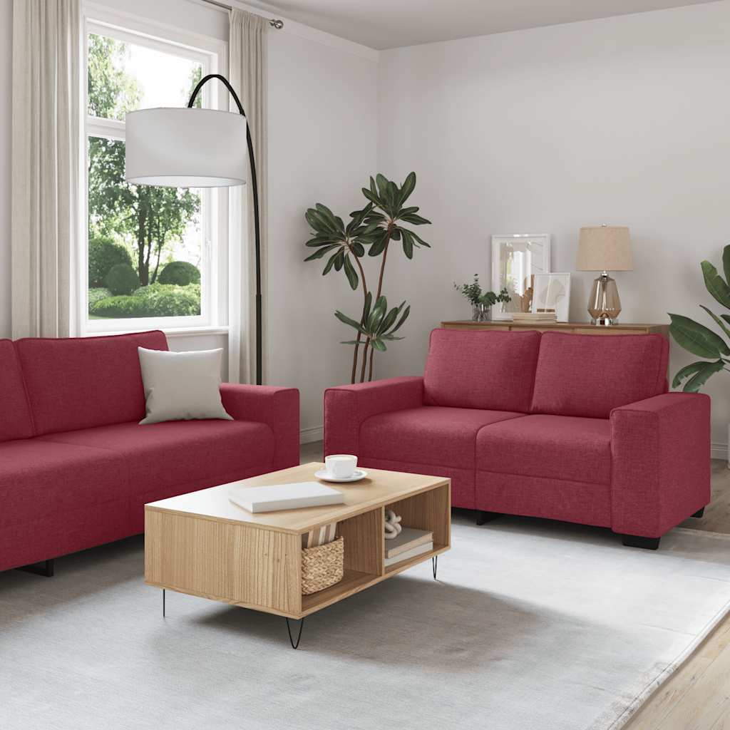 Ensemble de canapé 2 pcs avec coussins en tissu rouge bordeaux - XIOS