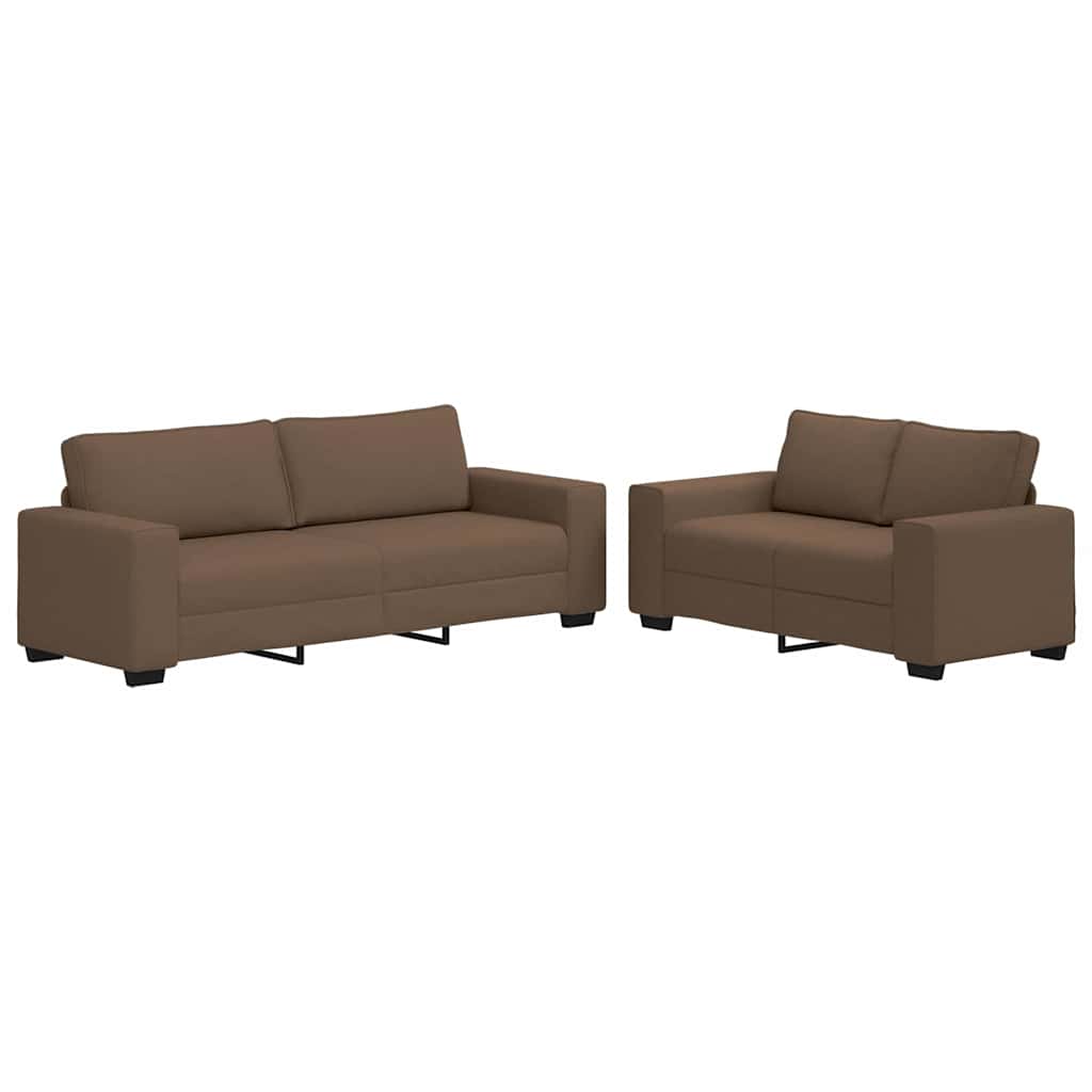 Ensemble de canapé 2 pcs avec coussins en tissu marron - XIOS