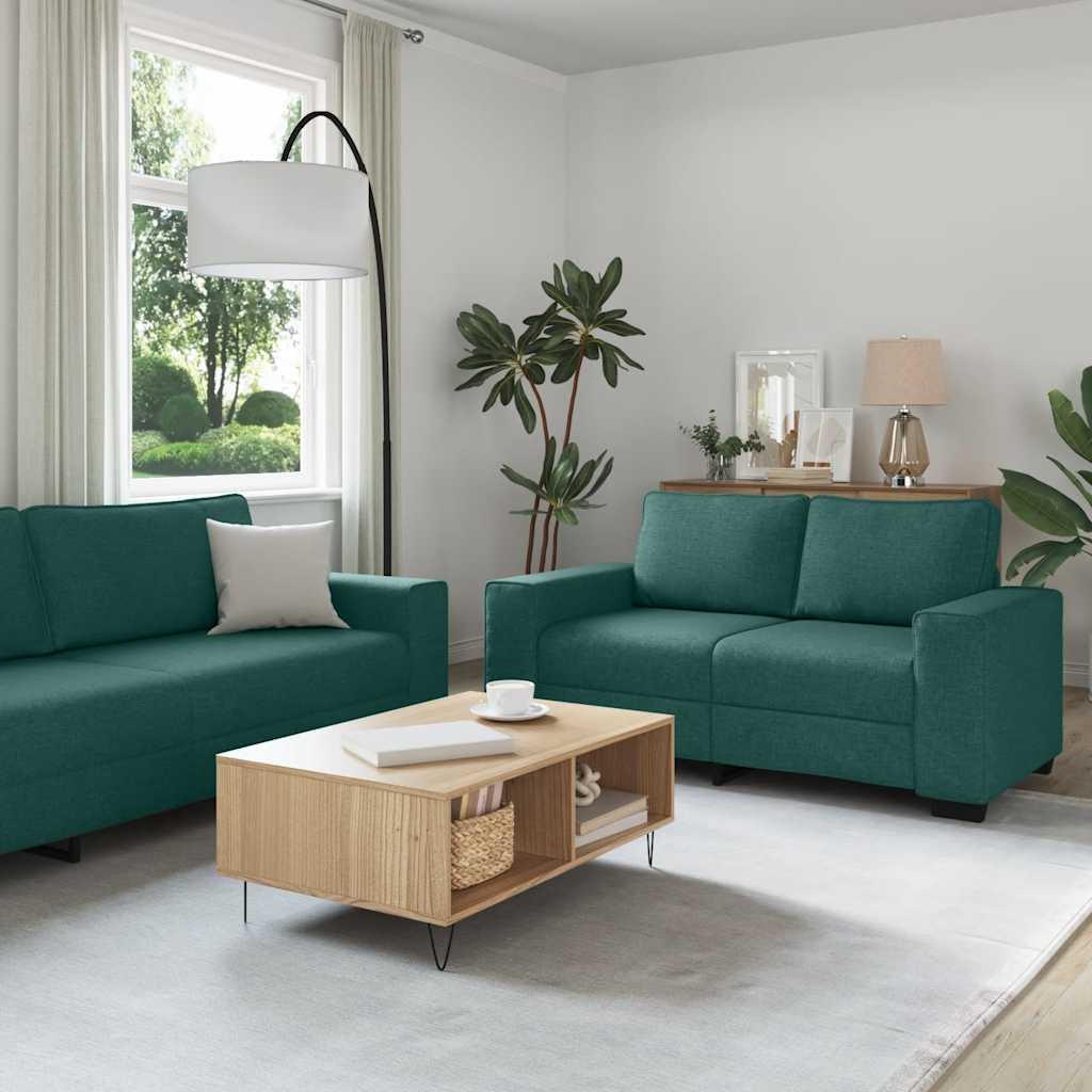 Ensemble de canapé 2 pcs avec coussins en tissu vert foncé - XIOS