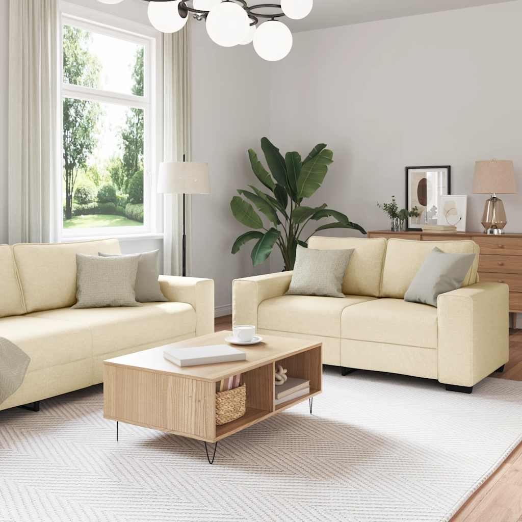 Ensemble de canapé 2 pcs avec coussins en tissu crème - XIOS