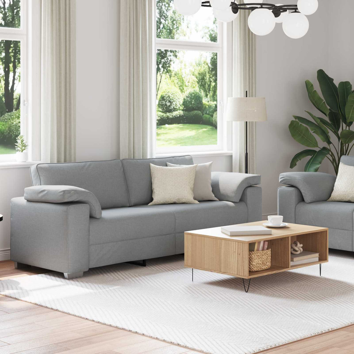 Canapé 2 pc Gris clair tissu