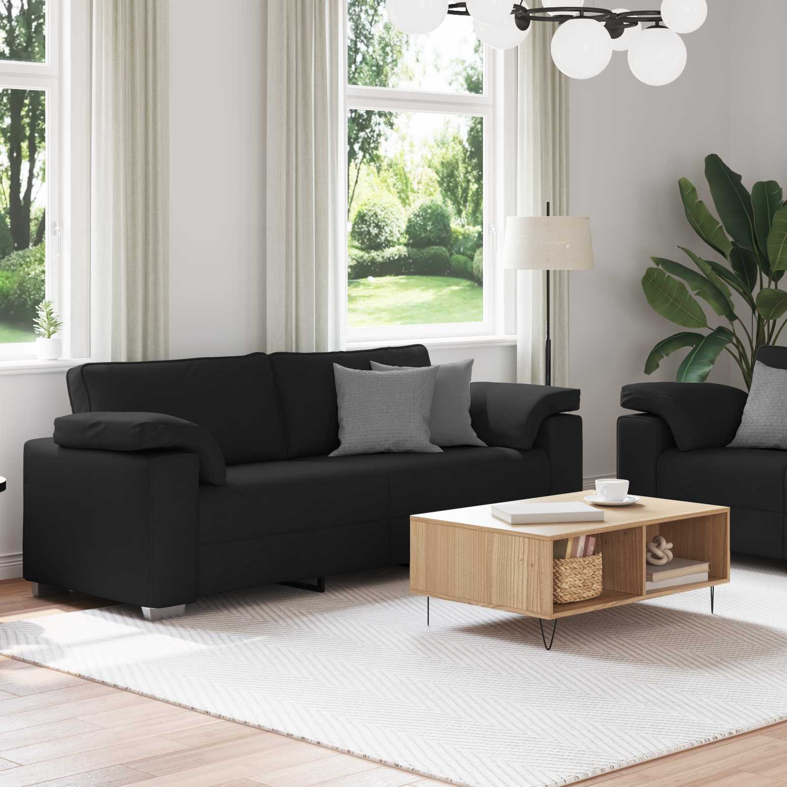Canapé 2 pcs Noir 219 x 80 x 82 cm tissu - XIOS