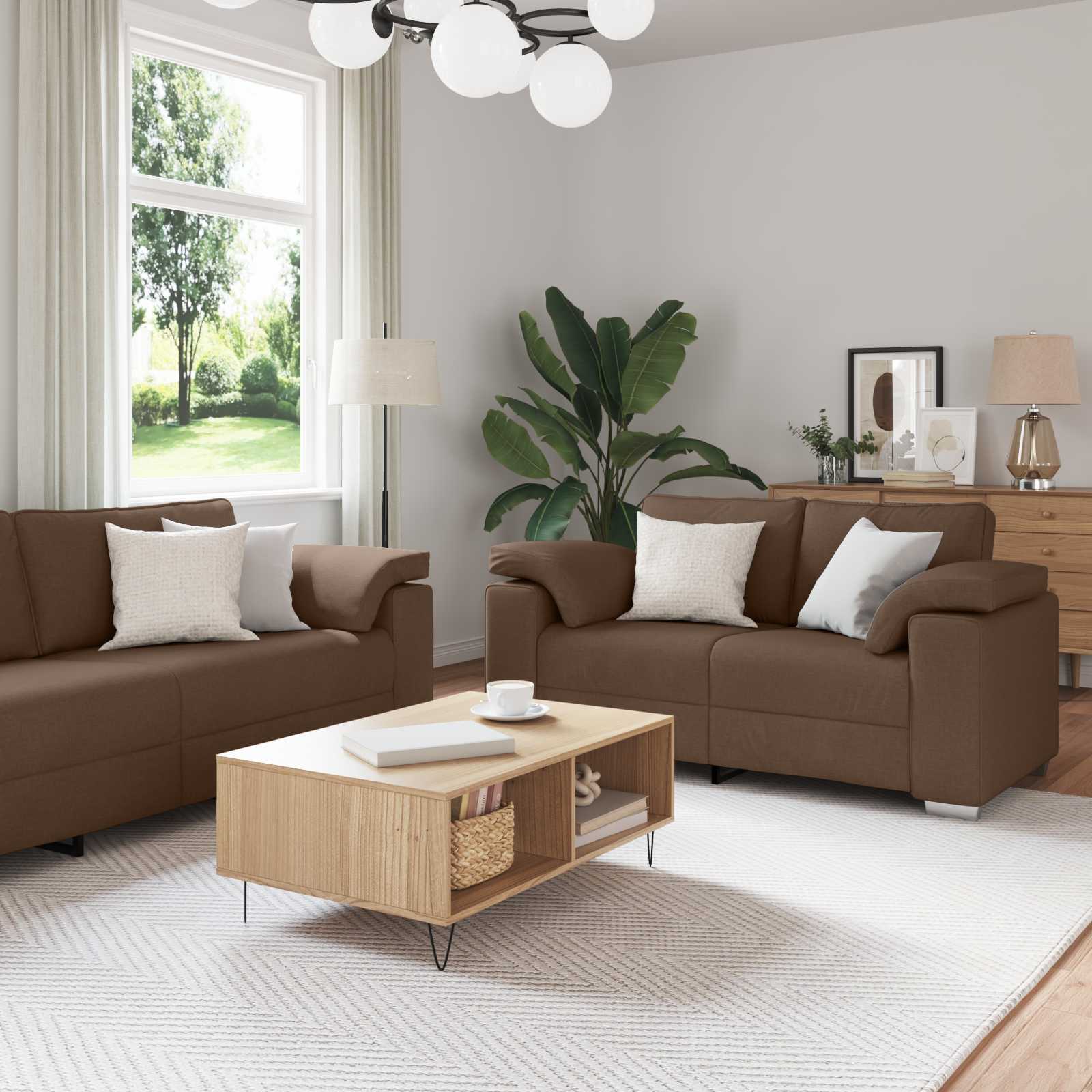 Canapé 2 pcs Marron 219 x 80 x 82 cm tissu - XIOS