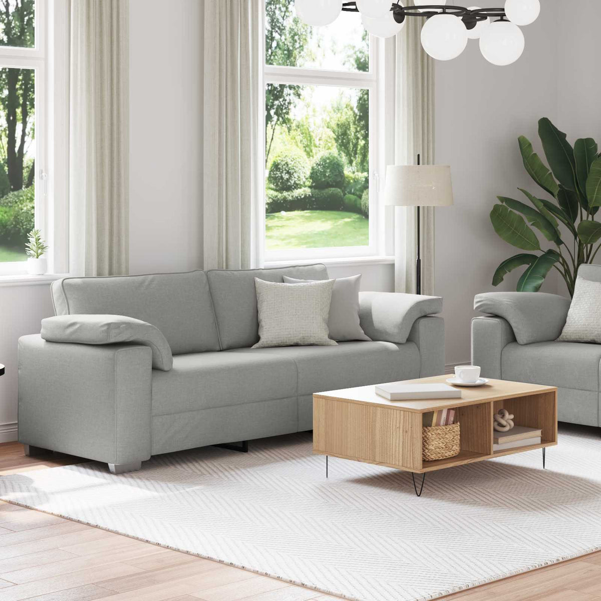Canapé 2 pc Gris nuage tissu