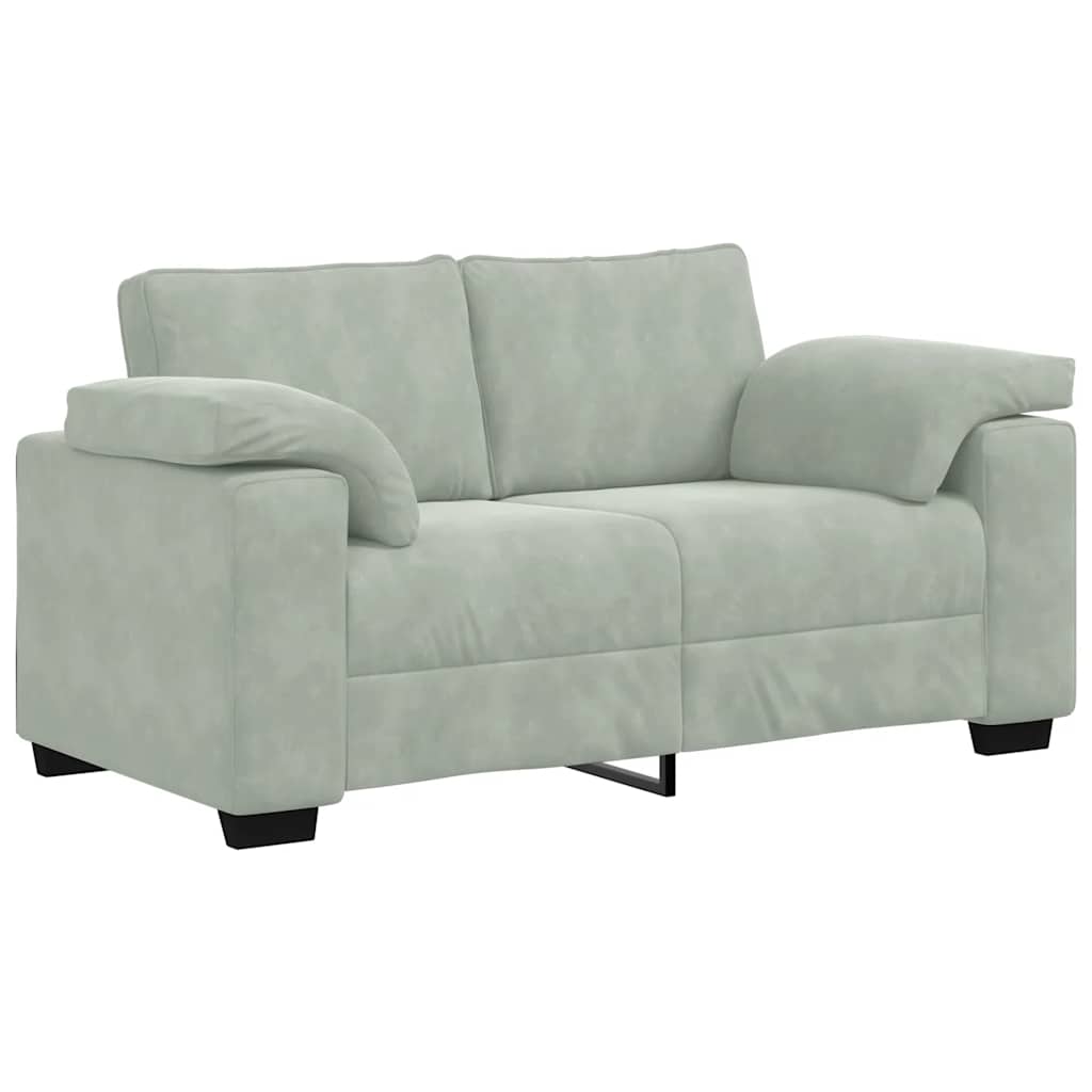 Ensemble canapé 2 pcs avec coussins velours gris clair - XIOS