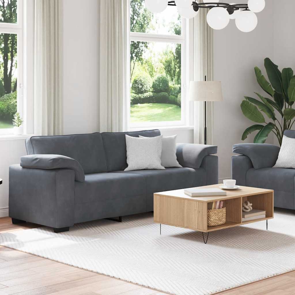 Ensemble canapé 2 pcs avec coussins velours gris foncé