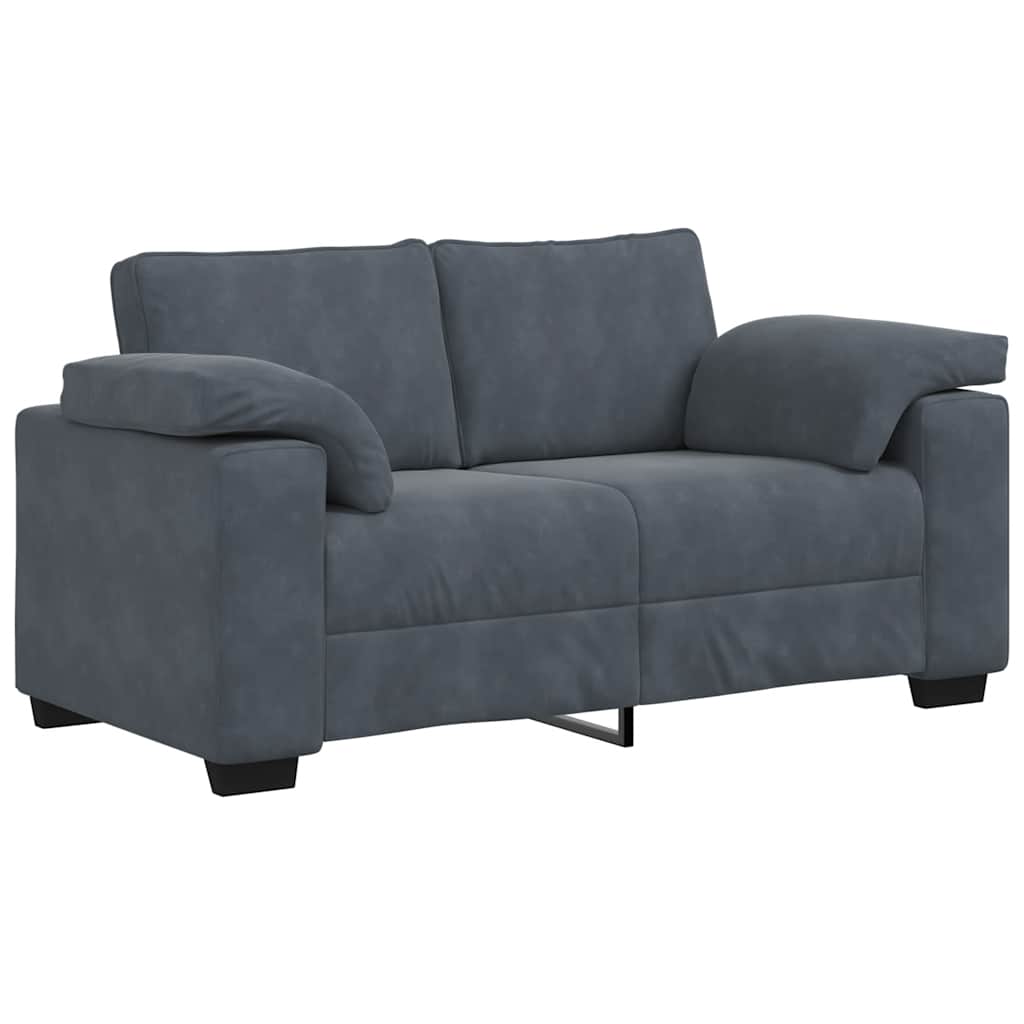 Ensemble canapé 2 pcs avec coussins velours gris foncé