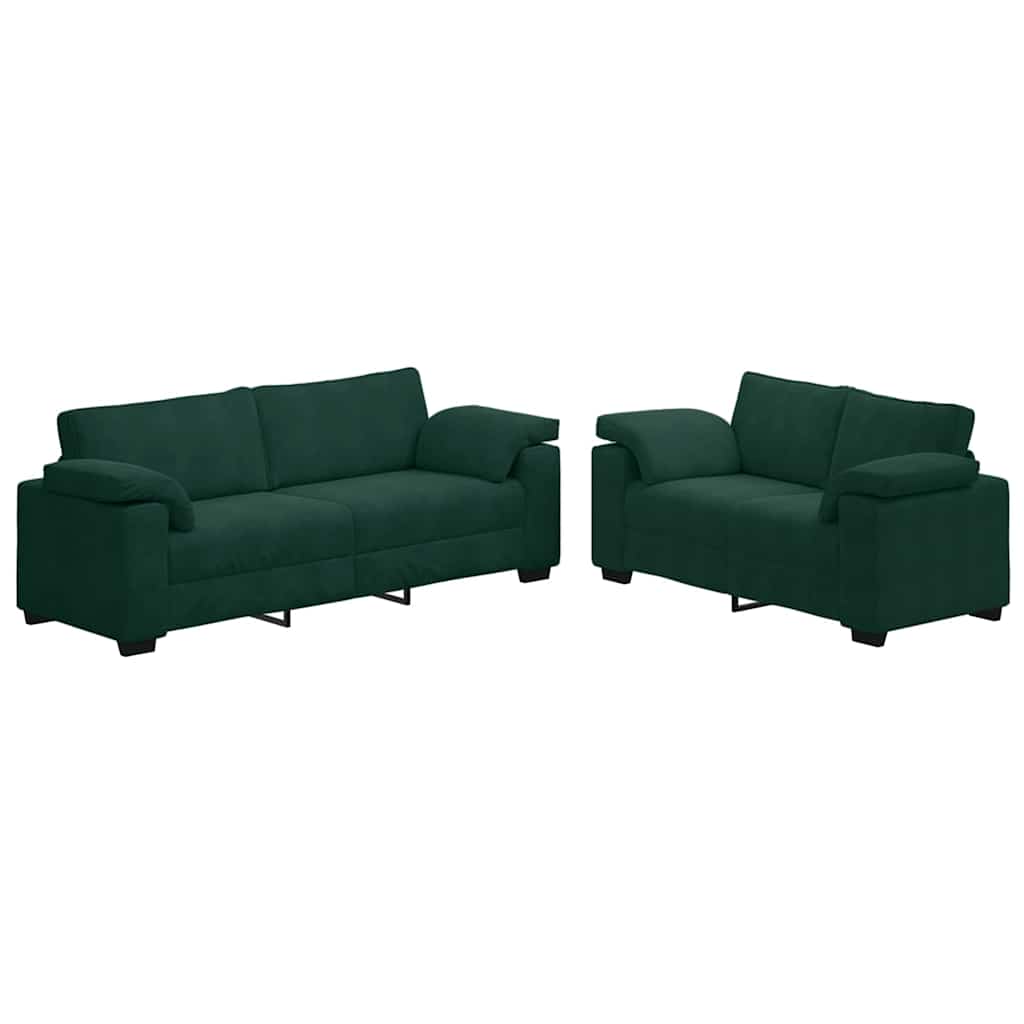 Ensemble canapé 2 pcs avec coussins velours vert foncé - XIOS