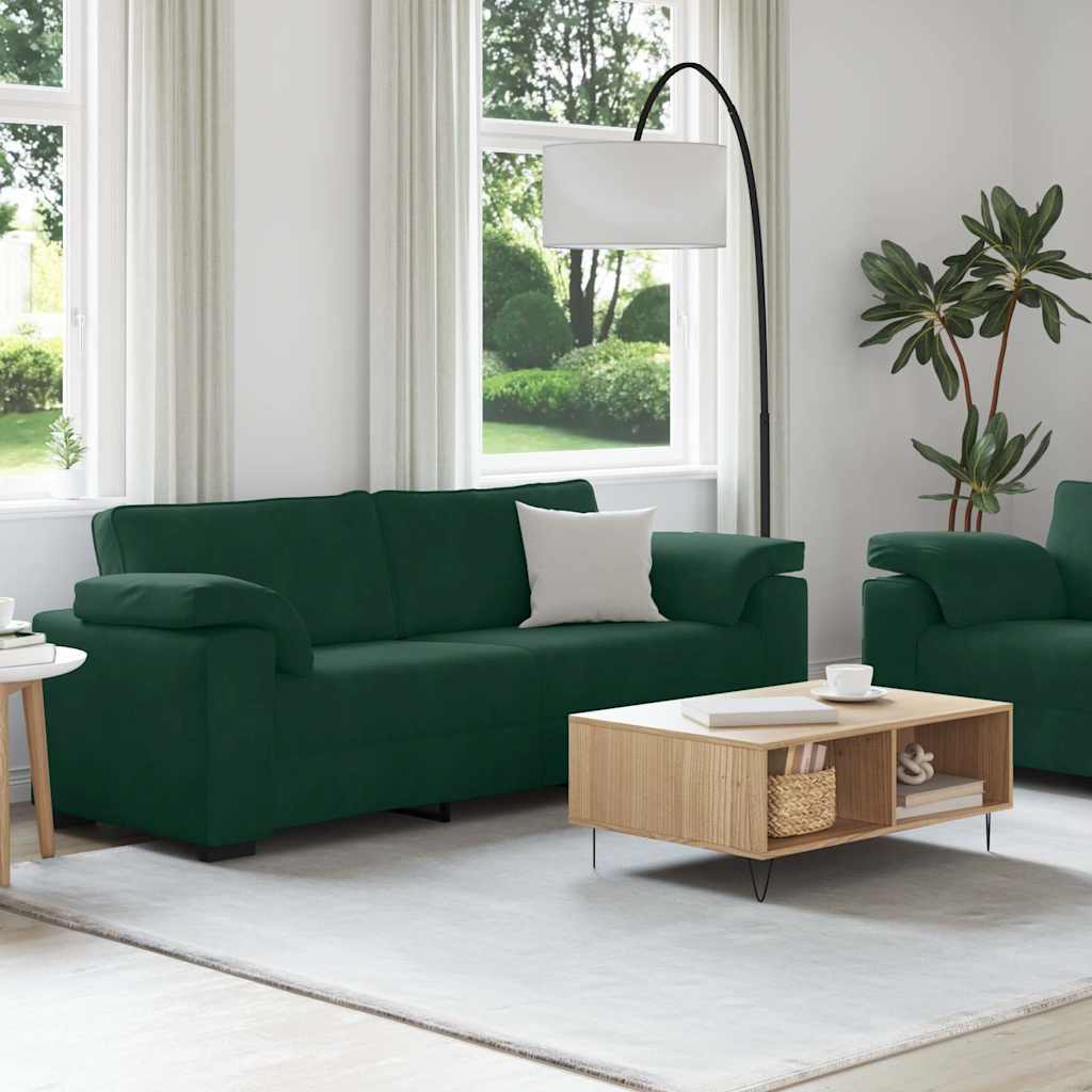 Ensemble canapé 2 pcs avec coussins velours vert foncé - XIOS