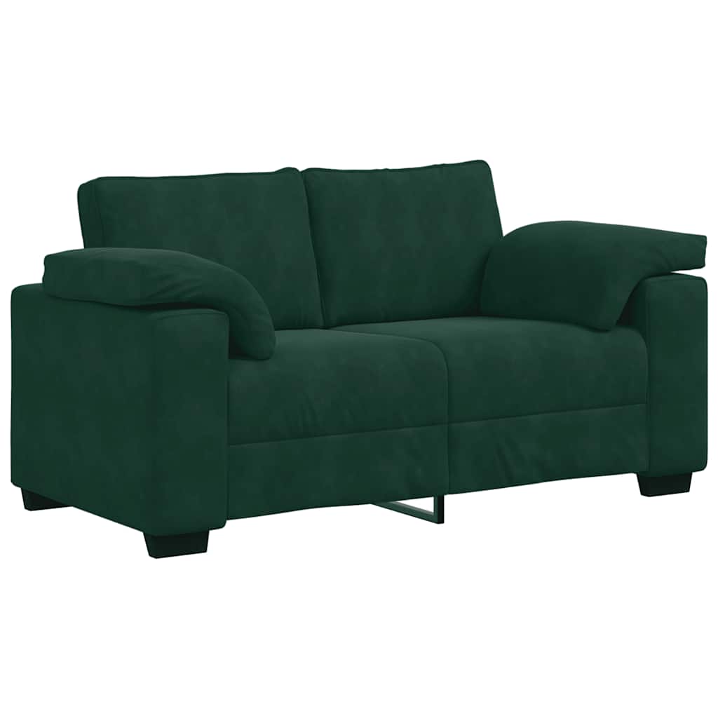 Ensemble canapé 2 pcs avec coussins velours vert foncé - XIOS