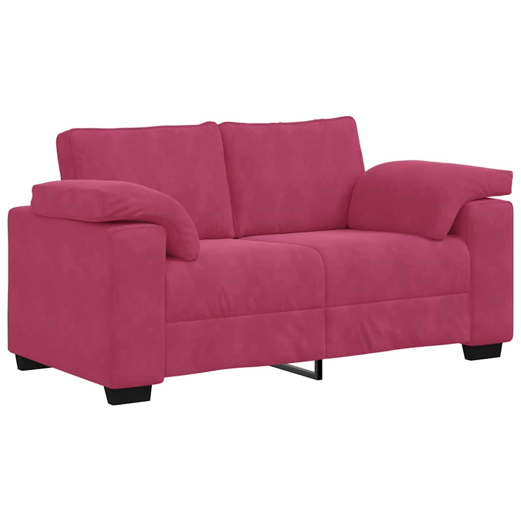 Ensemble de canapé 2 pcs avec coussins velours rouge bordeaux - XIOS