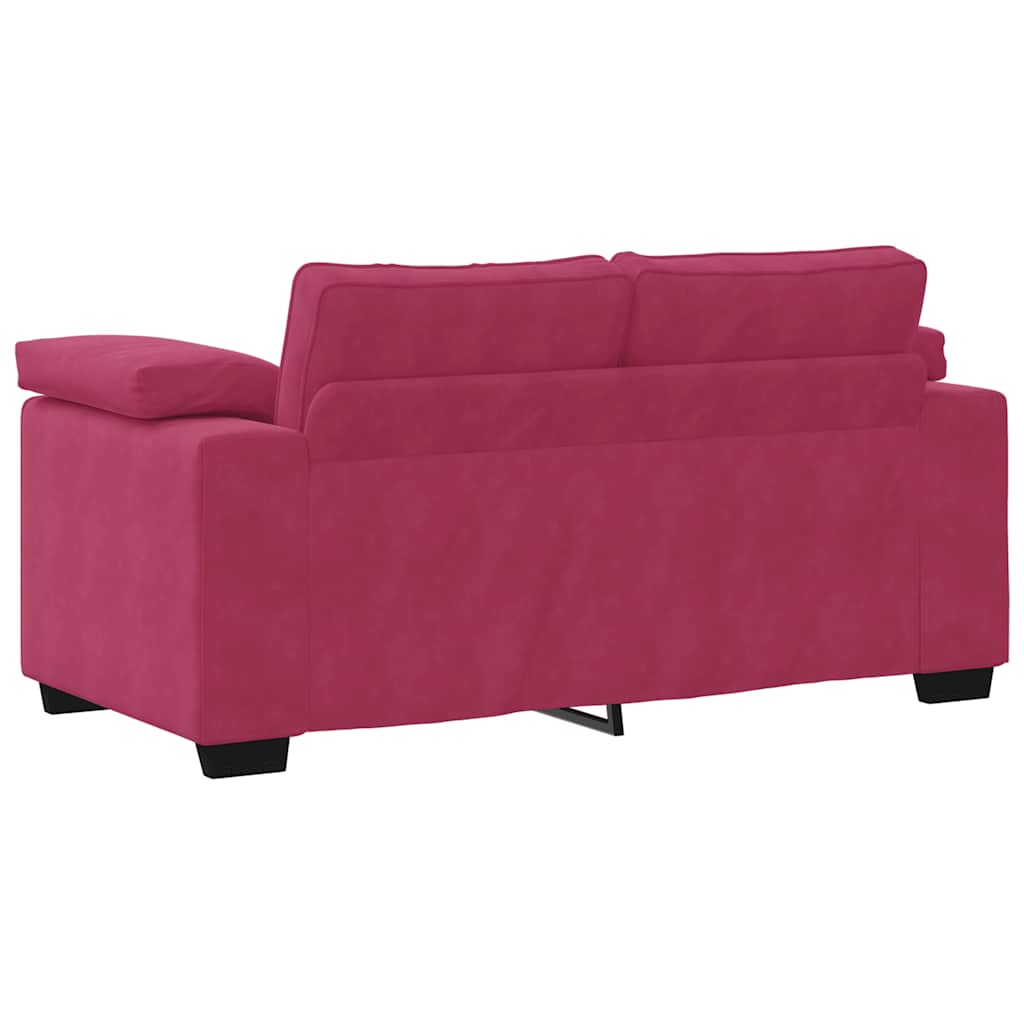 Ensemble de canapé 2 pcs avec coussins velours rouge bordeaux - XIOS