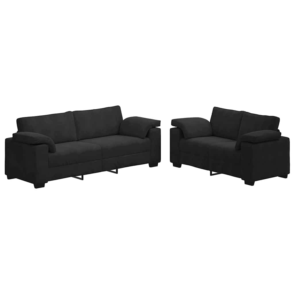 Ensemble canapé 2 pcs avec coussins velours noir - XIOS