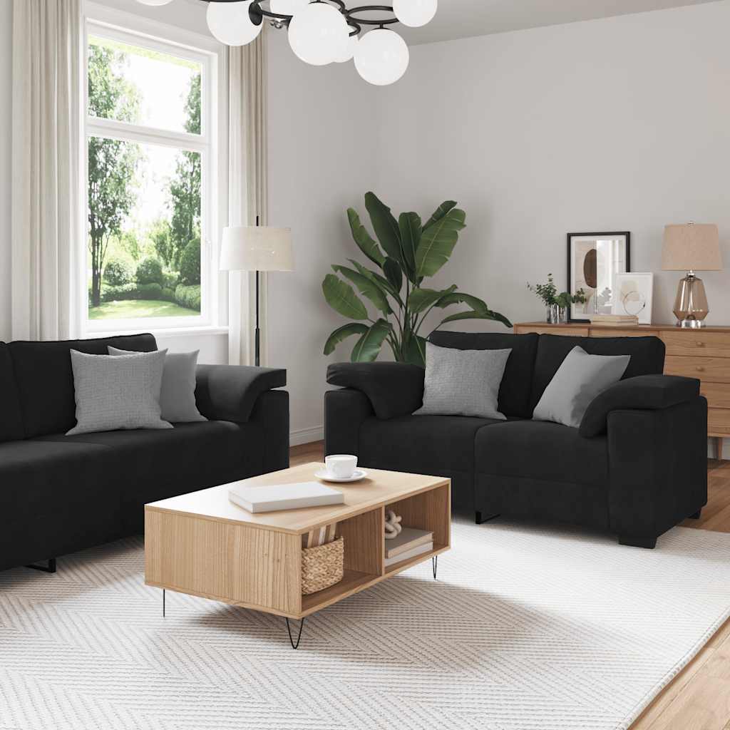 Ensemble canapé 2 pcs avec coussins velours noir - XIOS