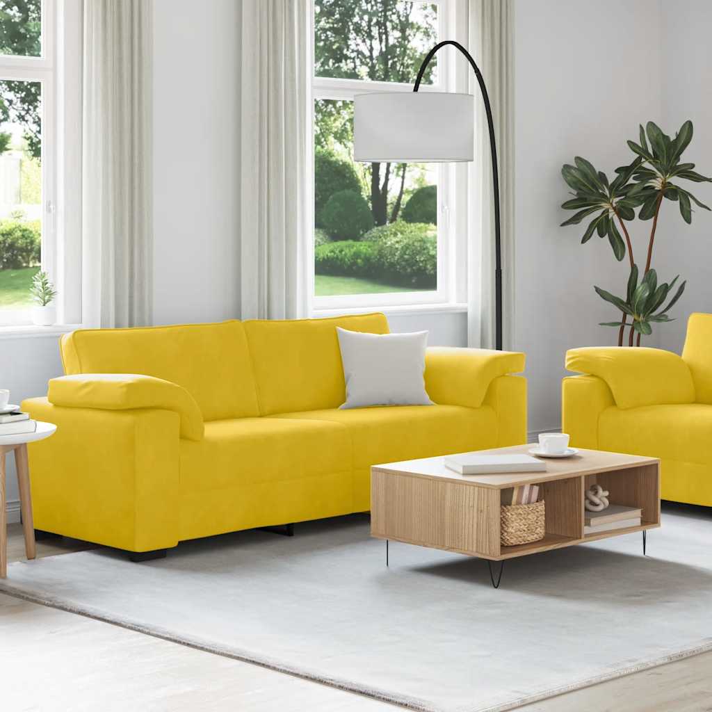 Ensemble canapé 2 pcs avec coussins velours jaune - XIOS