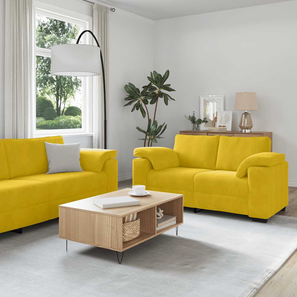 Ensemble canapé 2 pcs avec coussins velours jaune - XIOS