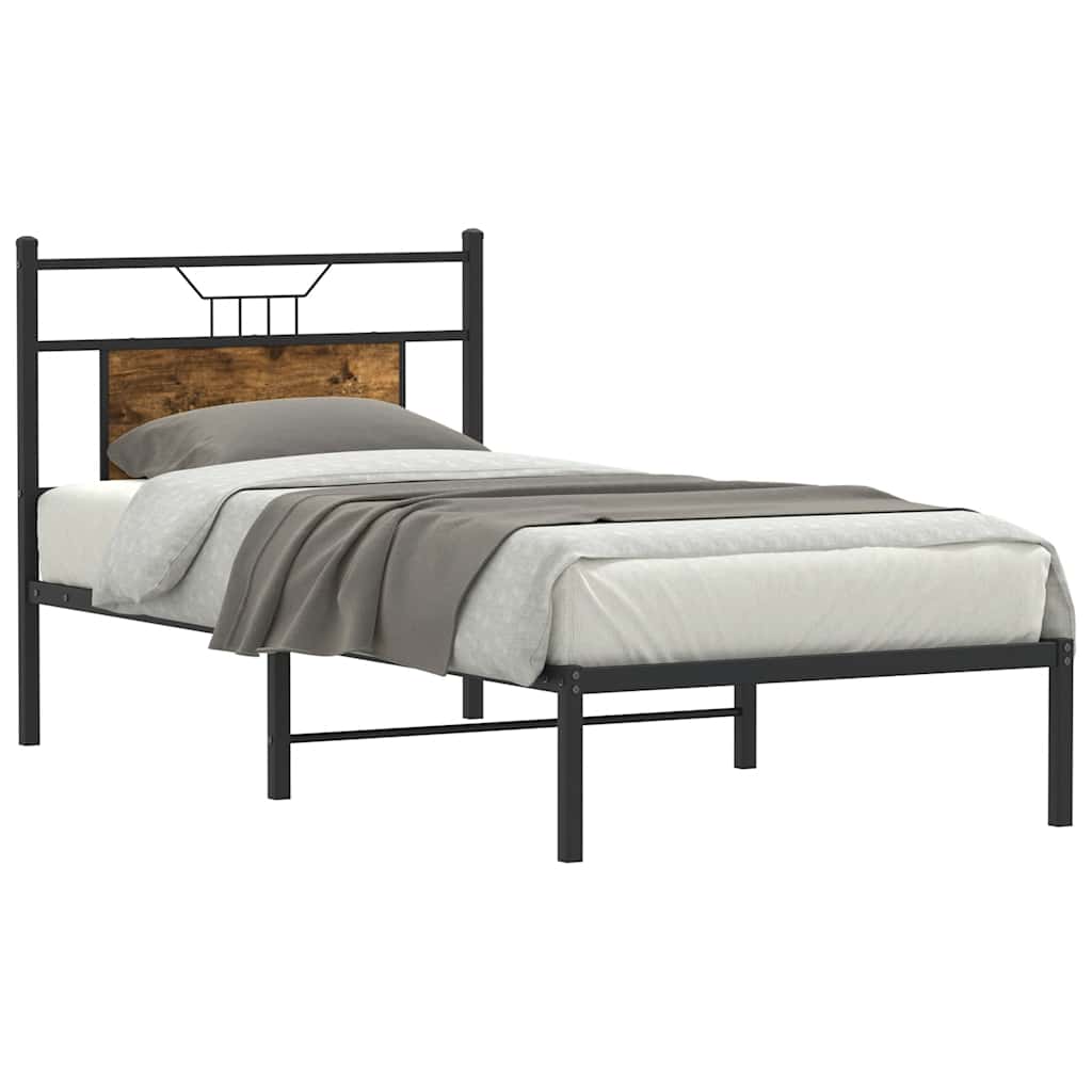 Cadre de lit sans matelas chêne fumé 80x200cm bois d'ingénierie - XIOS