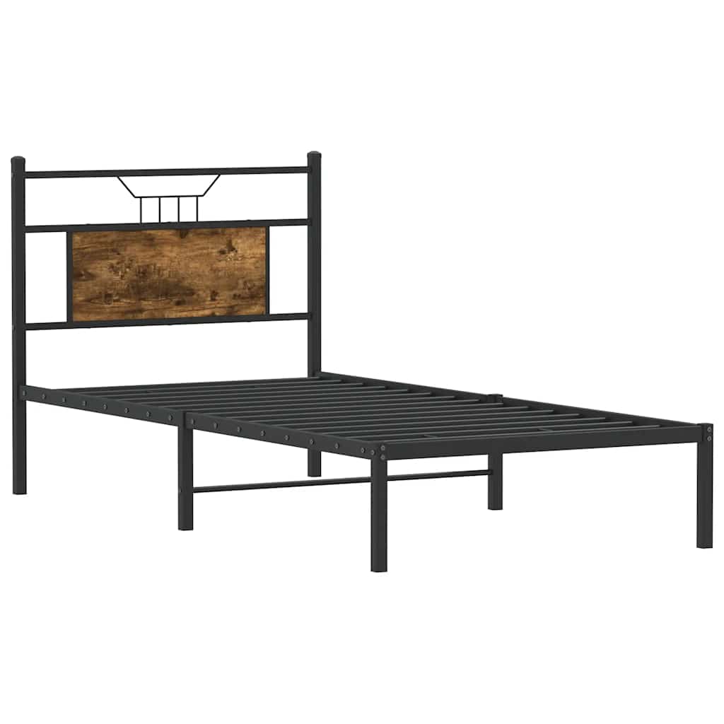 Cadre de lit sans matelas chêne fumé 90x190cm bois d'ingénierie - XIOS