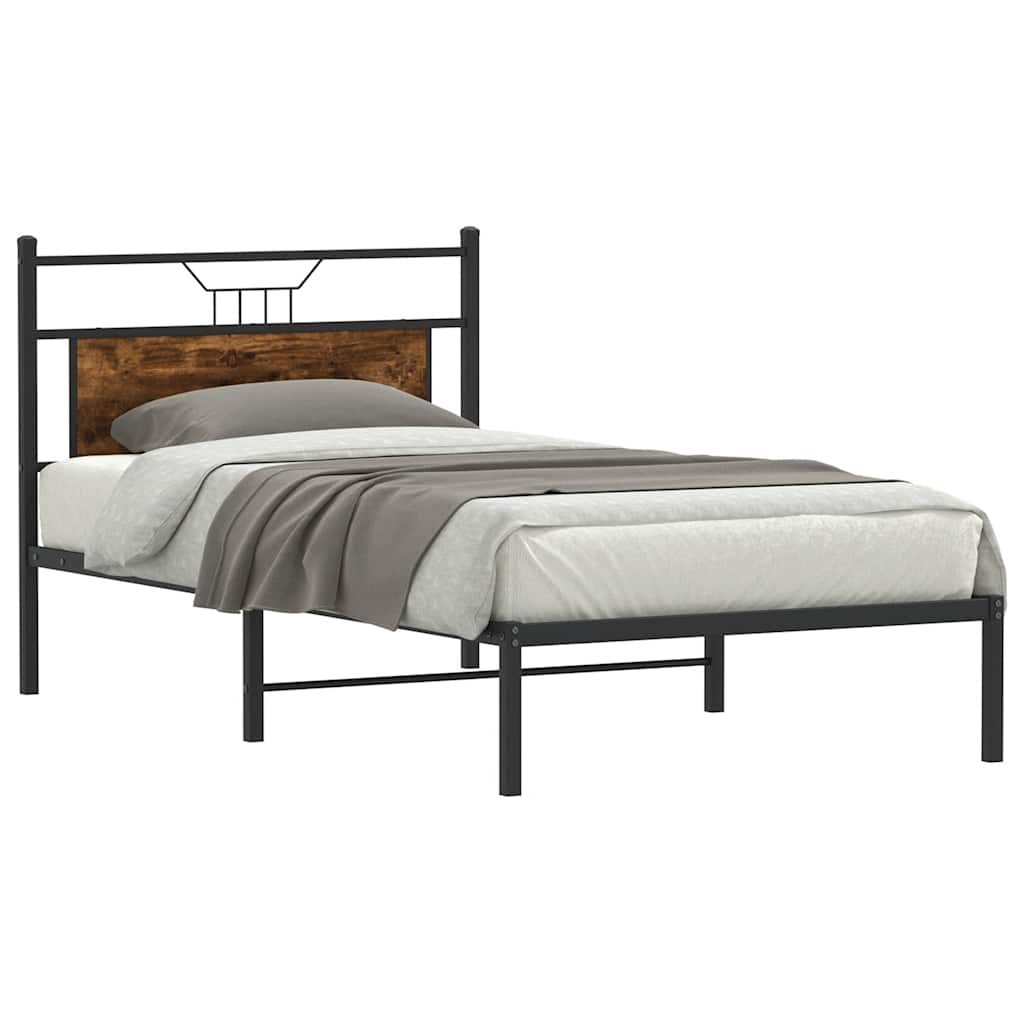Cadre de lit sans matelas chêne fumé 100x190 cm bois ingénierie - XIOS