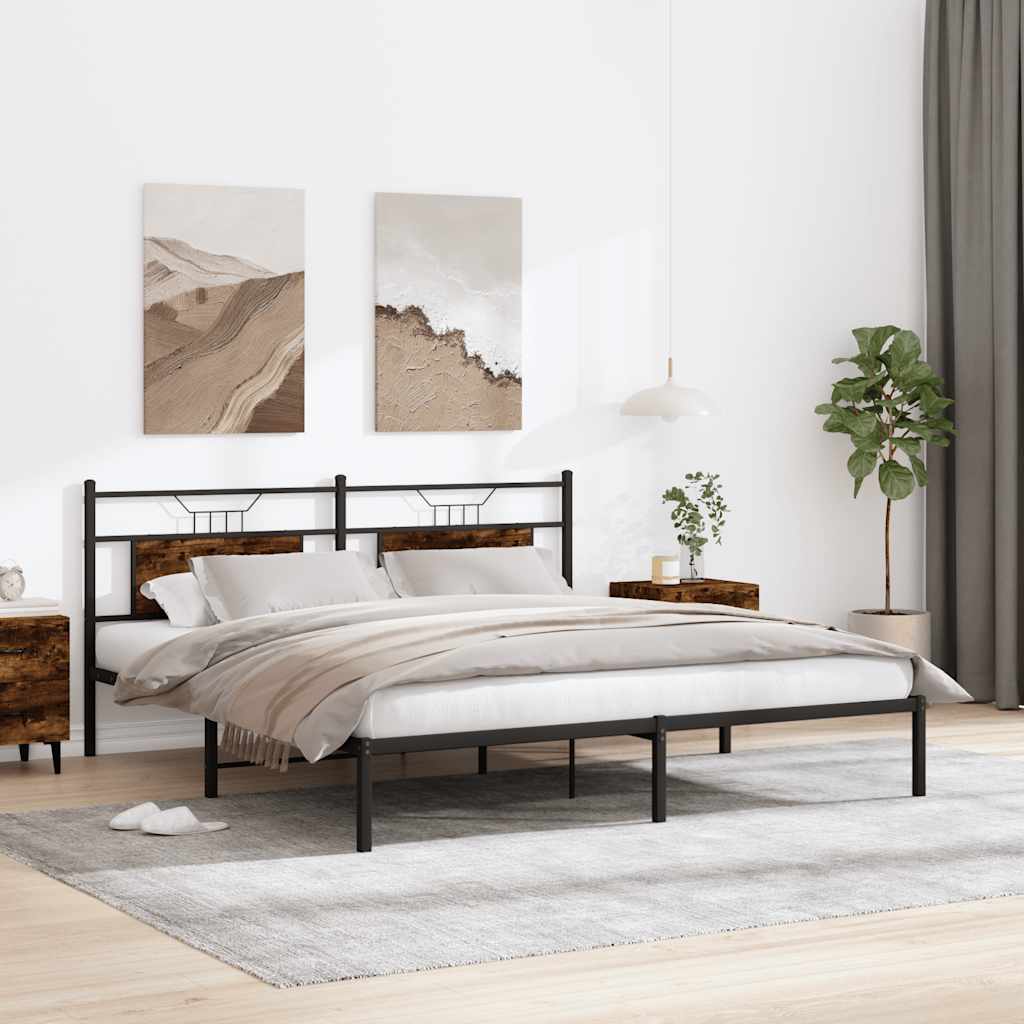 Cadre de lit sans matelas chêne fumé 183x203 cm bois ingénierie - XIOS