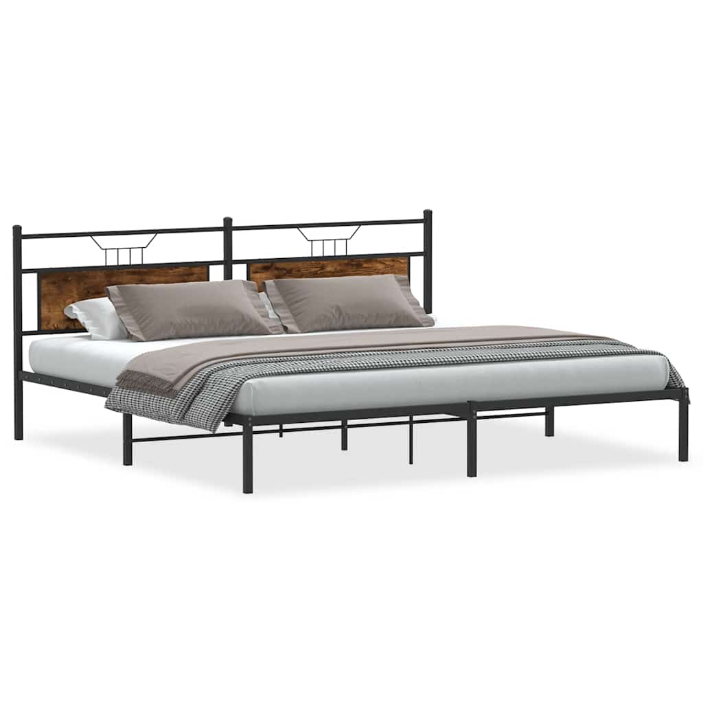 Cadre de lit sans matelas chêne fumé 193x201 cm bois ingénierie - XIOS