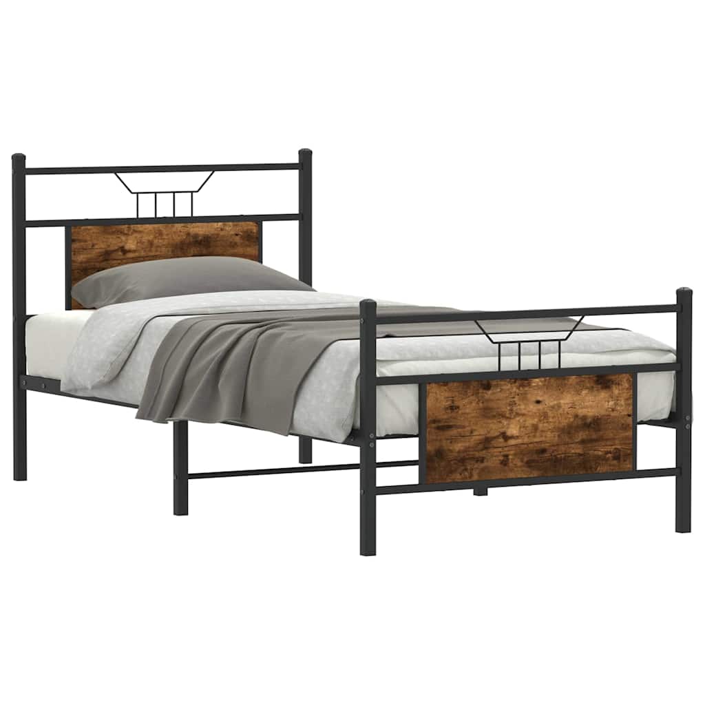 Cadre de lit sans matelas chêne fumé 90x190cm bois d'ingénierie - XIOS
