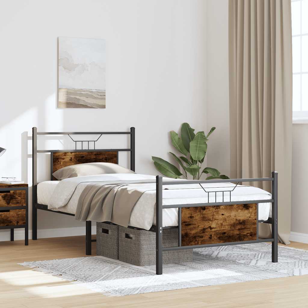 Cadre de lit sans matelas chêne fumé 90x190cm bois d'ingénierie - XIOS