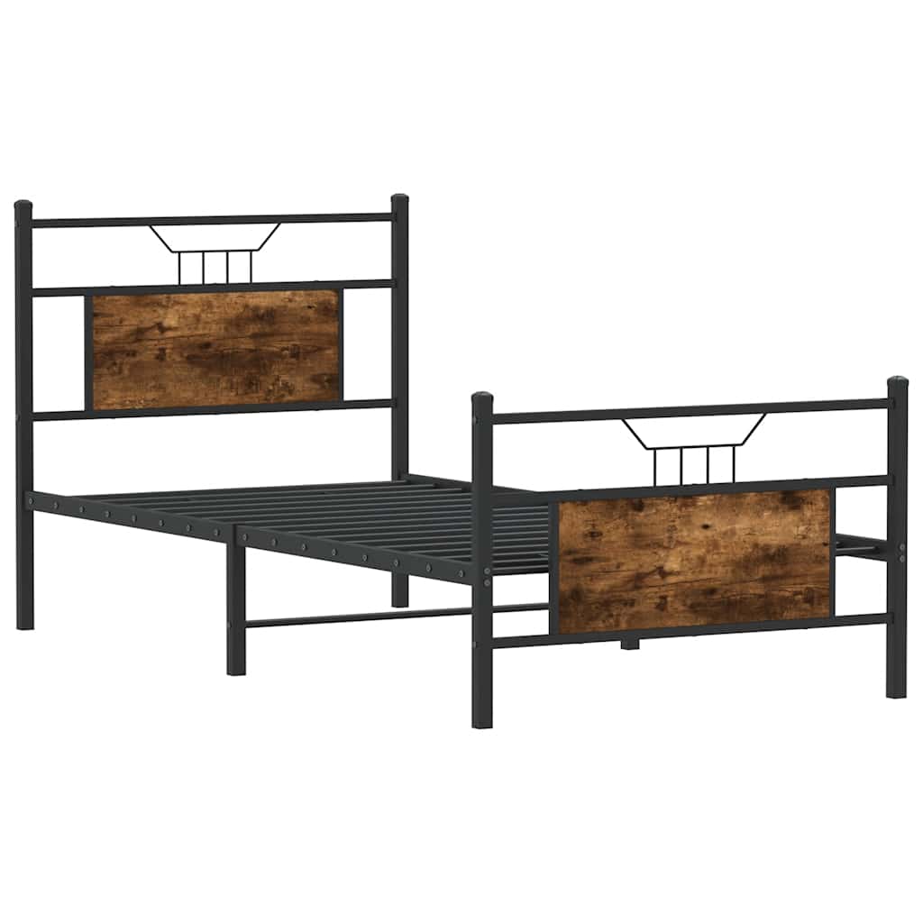 Cadre de lit sans matelas chêne fumé 90x190cm bois d'ingénierie - XIOS