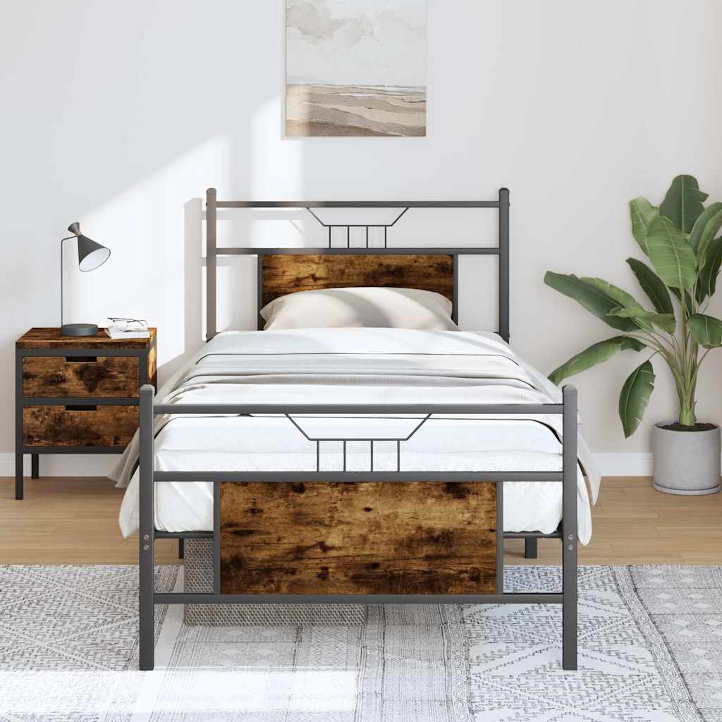 Cadre de lit sans matelas chêne fumé 90x190cm bois d'ingénierie - XIOS