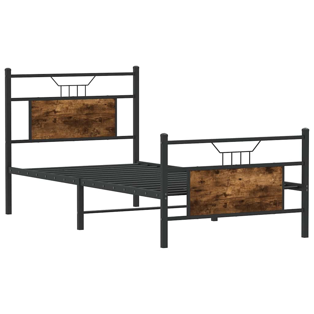 Cadre de lit sans matelas chêne fumé 90x200cm bois d'ingénierie - XIOS