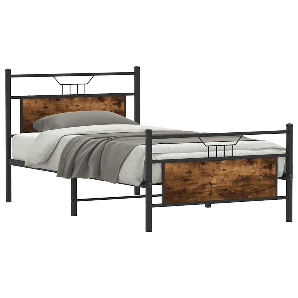 Cadre de lit sans matelas chêne fumé 100x190 cm bois ingénierie - XIOS