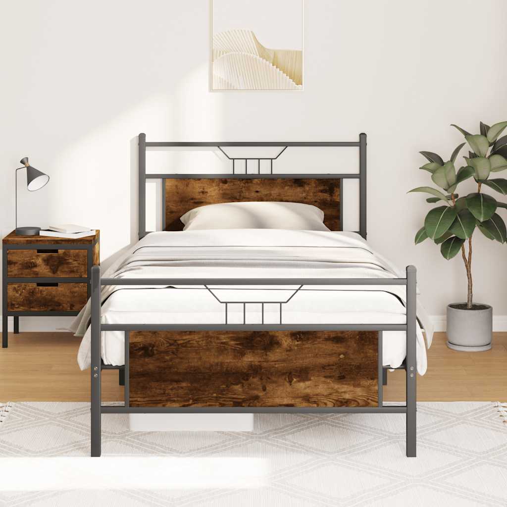 Cadre de lit sans matelas chêne fumé 100x190 cm bois ingénierie - XIOS