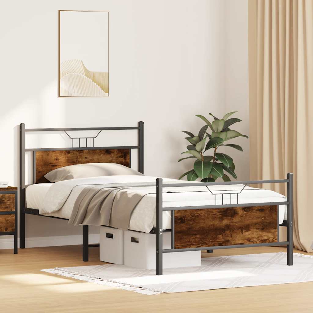 Cadre de lit sans matelas chêne fumé 100x200 cm bois ingénierie - XIOS