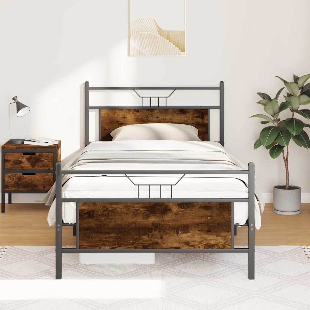 Cadre de lit sans matelas chêne fumé 100x200 cm bois ingénierie - XIOS