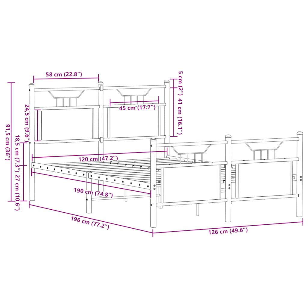 Cadre de lit sans matelas chêne fumé 120x190 cm bois ingénierie - XIOS