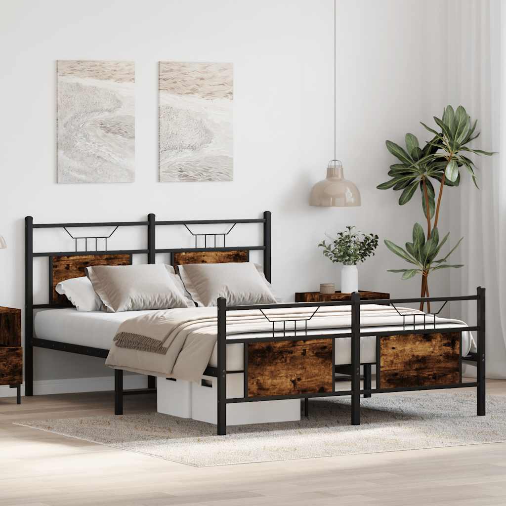 Cadre de lit sans matelas chêne fumé 137x190 cm bois ingénierie - XIOS
