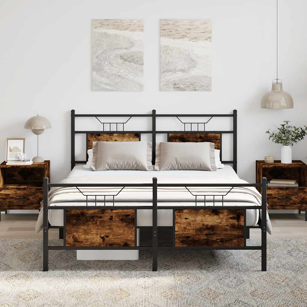 Cadre de lit sans matelas chêne fumé 137x190 cm bois ingénierie - XIOS