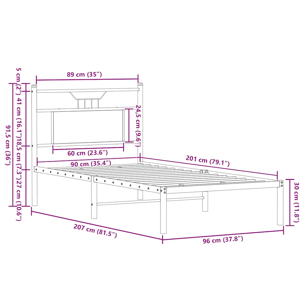 Cadre de lit sans matelas chêne sonoma 90x200 cm - XIOS