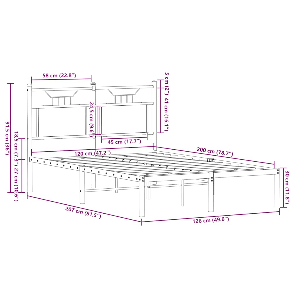 Cadre de lit sans matelas chêne sonoma 120x200 cm - XIOS