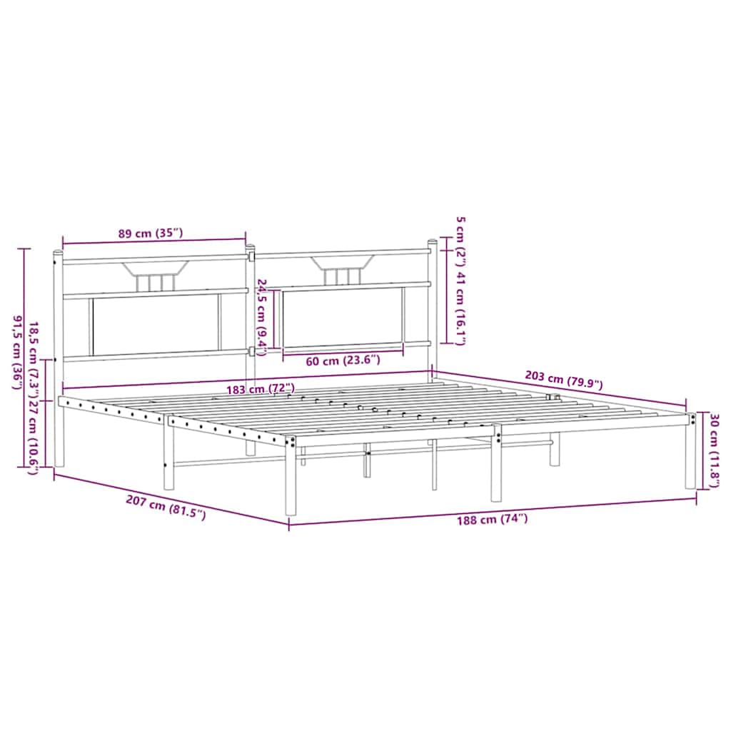 Cadre de lit sans matelas chêne sonoma 183x203 cm - XIOS