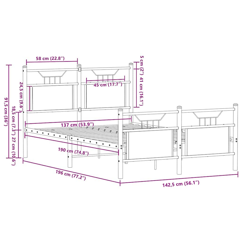 Cadre de lit sans matelas chêne sonoma 137x190 cm - XIOS