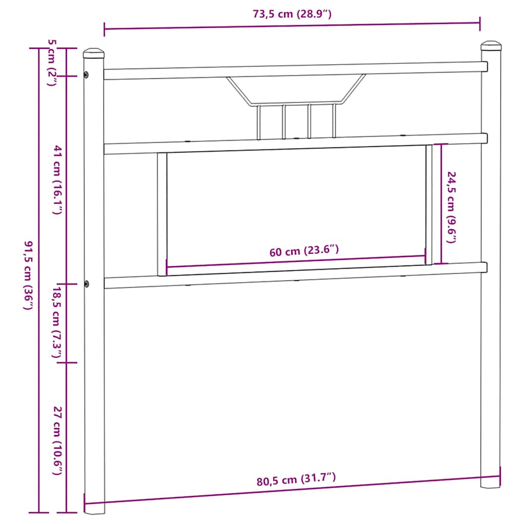 Tête de lit chêne sonoma 75 cm bois d'ingénierie et acier - XIOS