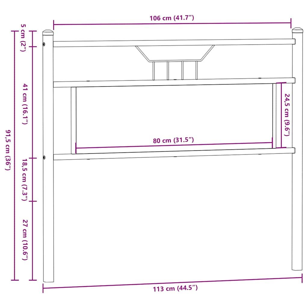 Tête de lit chêne sonoma 107 cm bois d'ingénierie et acier - XIOS