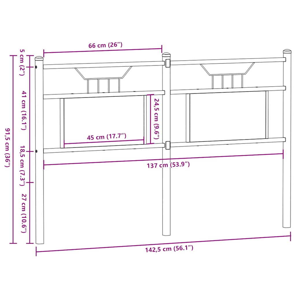 Tête de lit chêne sonoma 137 cm bois d'ingénierie et acier - XIOS