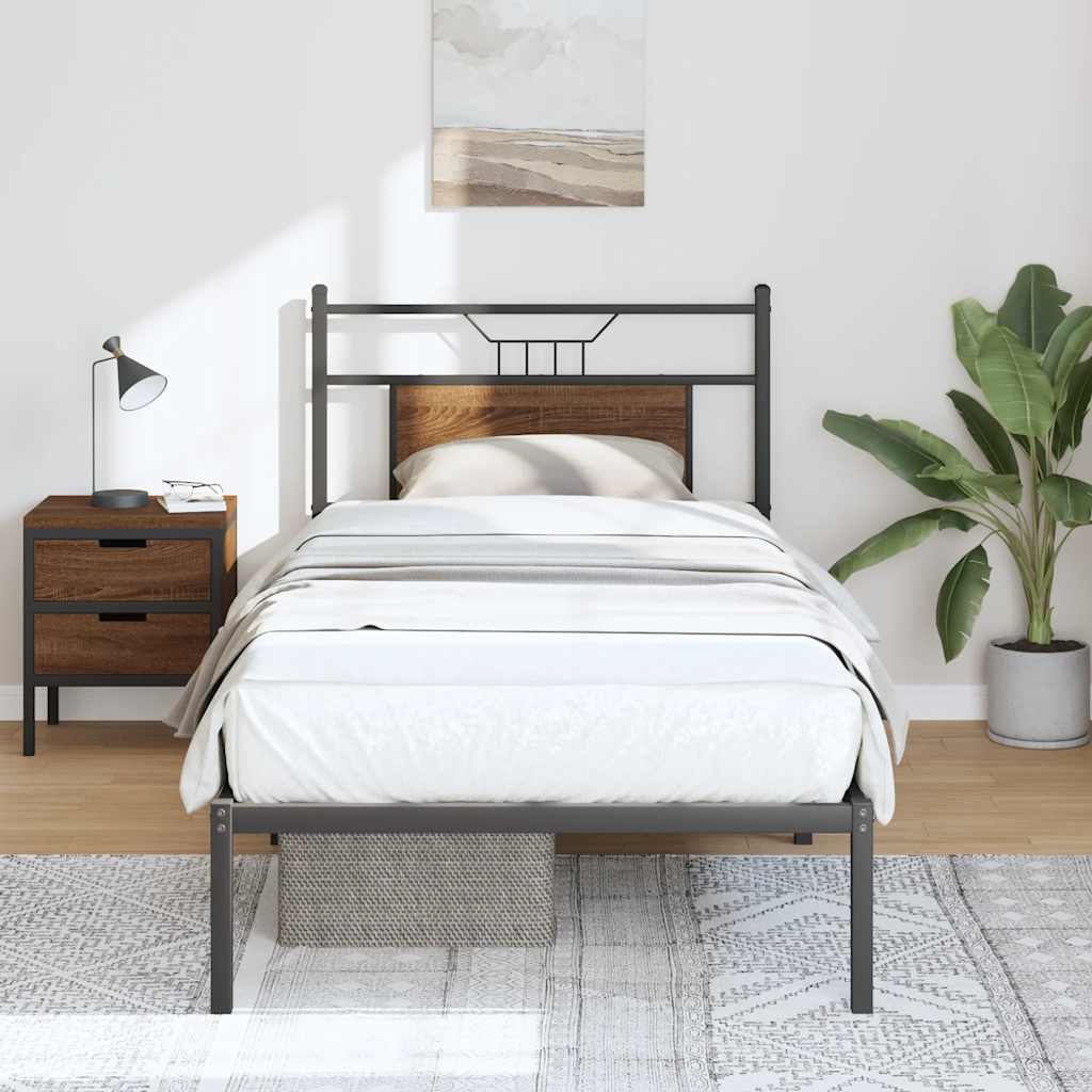 Cadre de lit sans matelas chêne marron 80x200cm bois ingénierie - XIOS