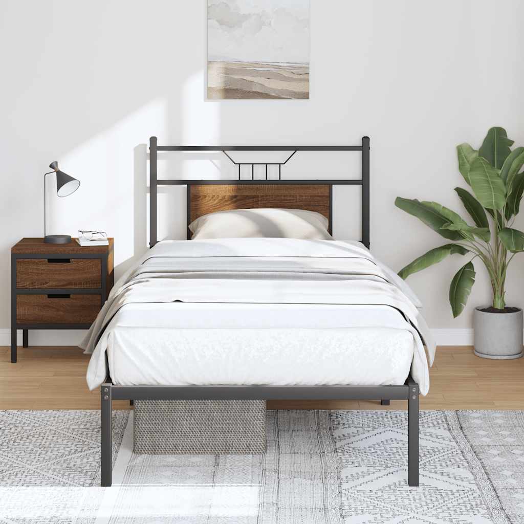 Cadre de lit sans matelas chêne marron 90x190cm bois ingénierie - XIOS
