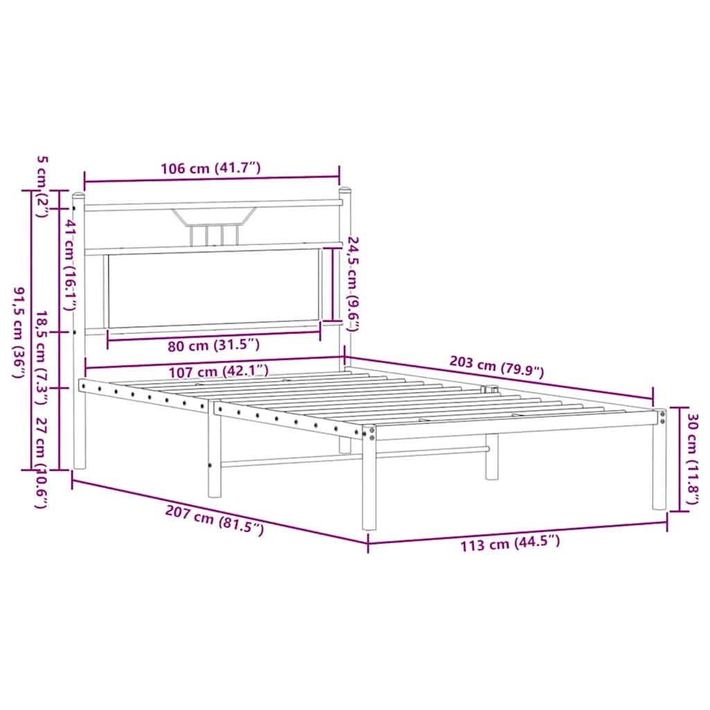 Cadre de lit sans matelas chêne marron 107x203 cm - XIOS